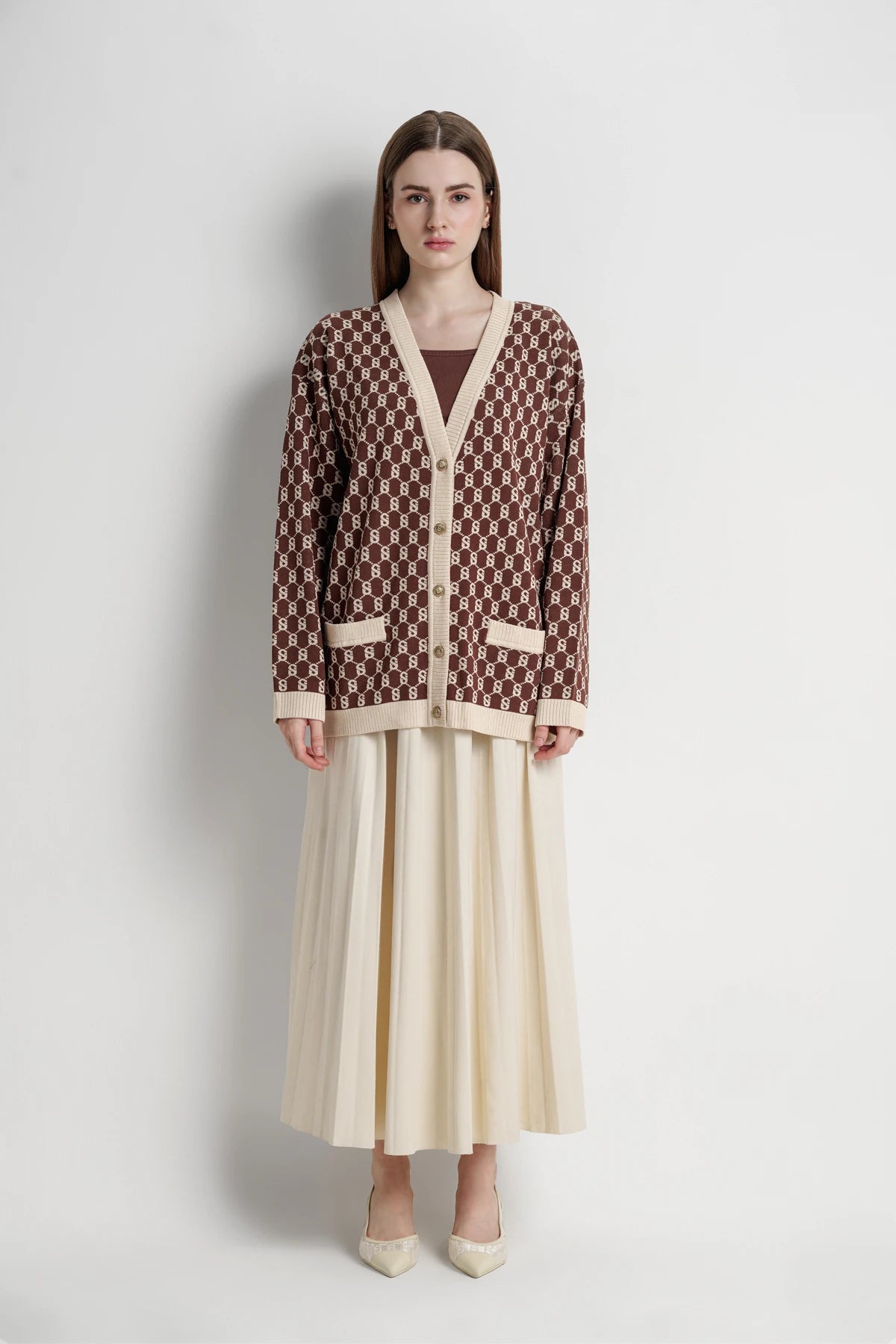 Signature Monogram Cardigan - Choco
