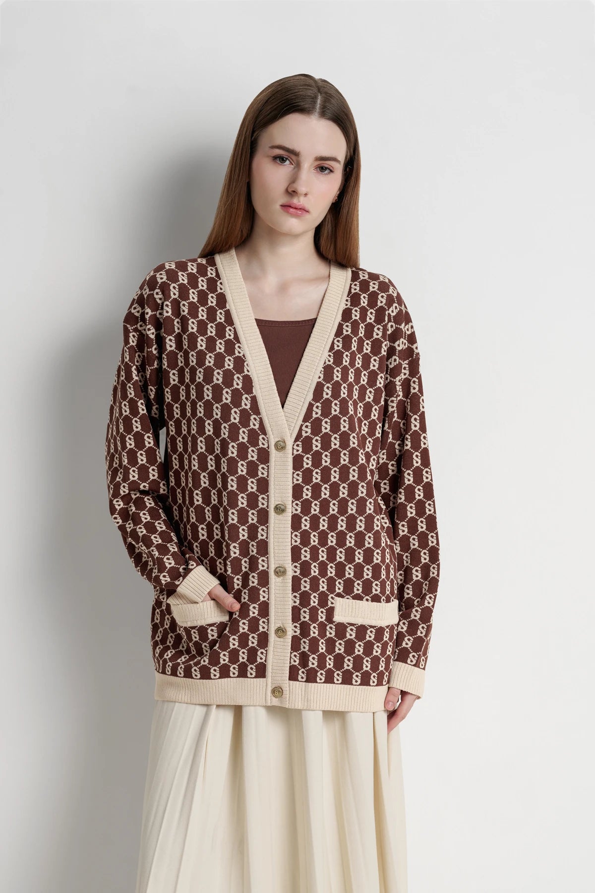 Signature Monogram Cardigan - Choco