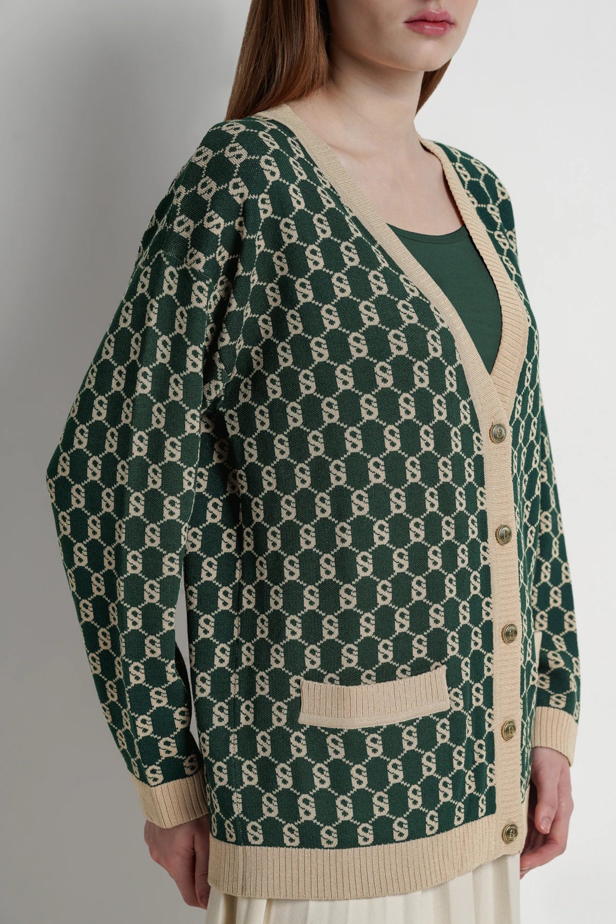 Signature Monogram Cardigan - Forest