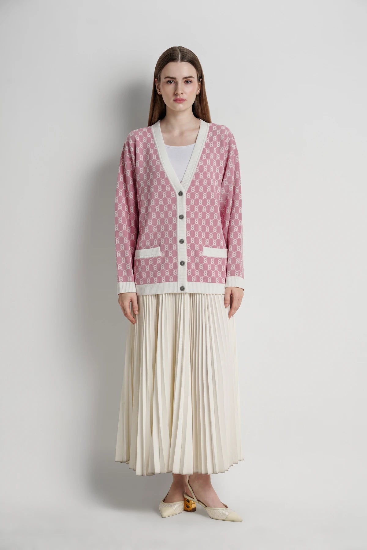 Signature Monogram Cardigan - Macaron