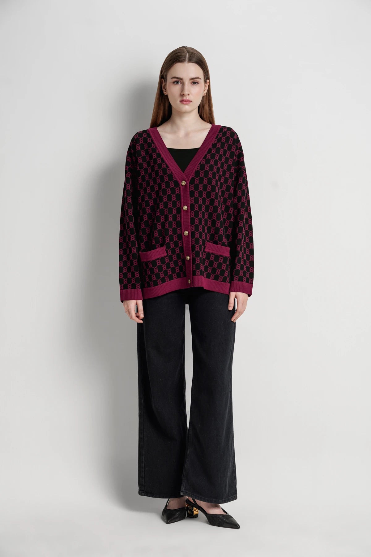 Signature Monogram Cardigan - Magenta