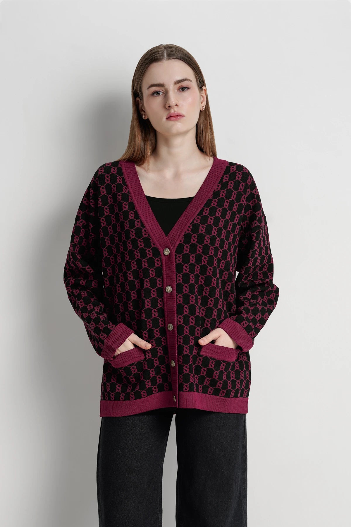 Signature Monogram Cardigan - Magenta