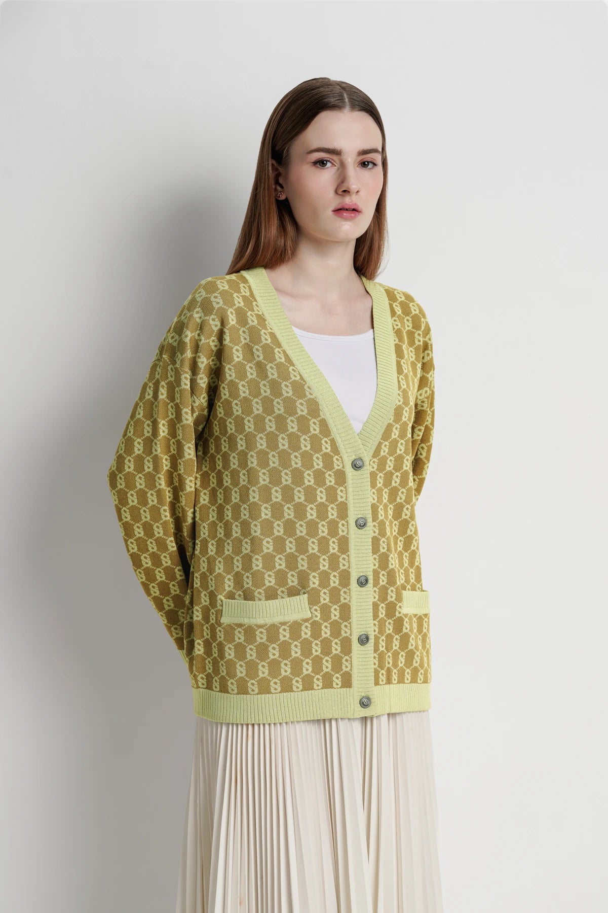 Signature Monogram Cardigan - Moss