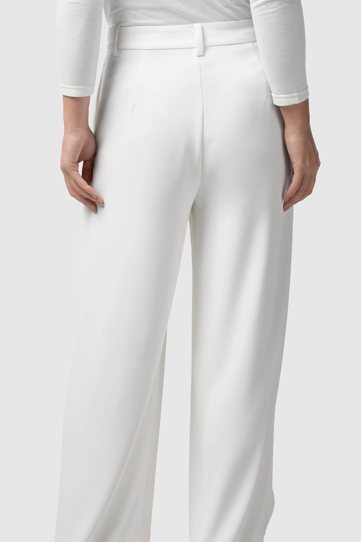 signature wide pants in white by buttonscarves back view