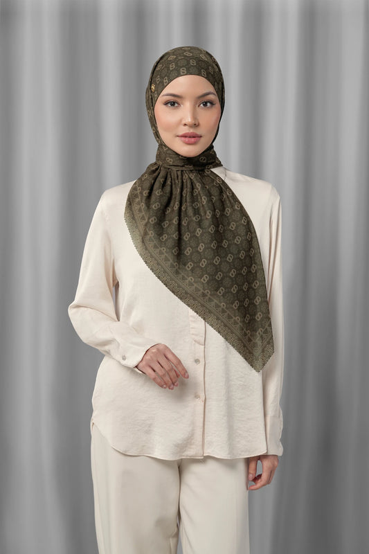 songket tie back square wood by buttonscarves styled outfit