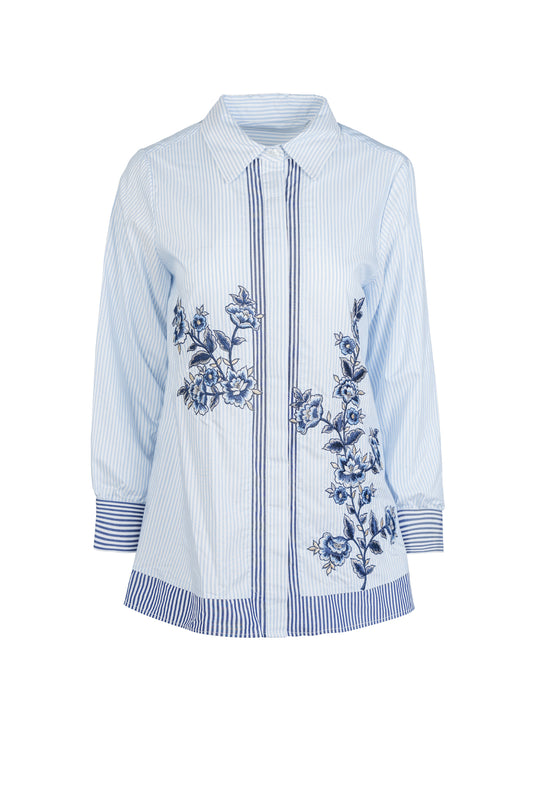 Tyra Embroidered Shirt - Blue