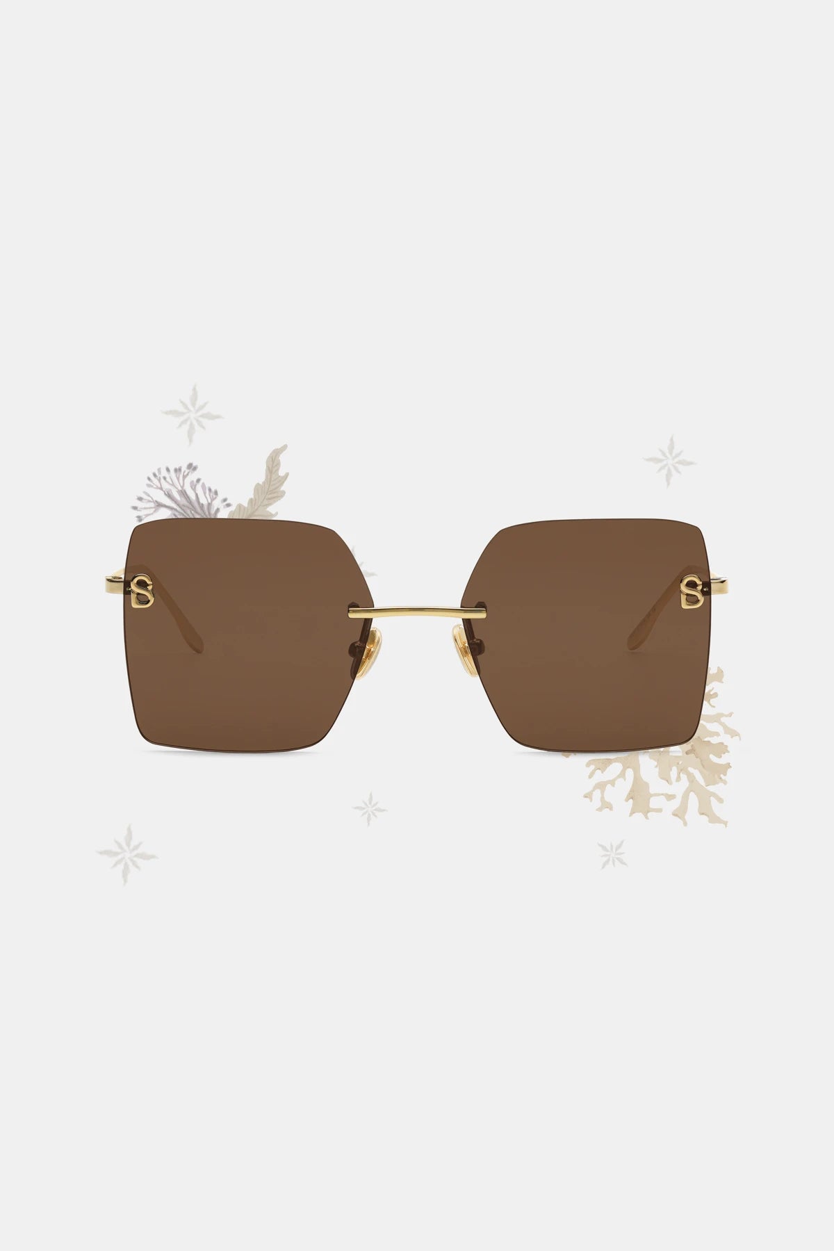 victoria brown sunglasses with rimless square frame