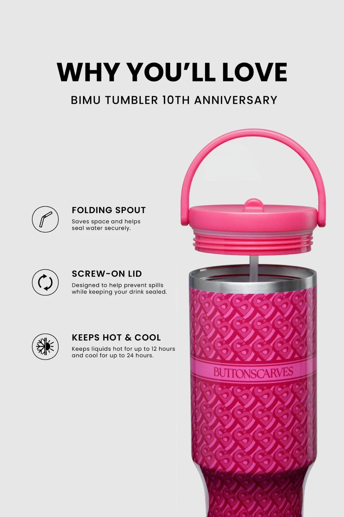 Bimu Tumbler 10th Anniversary - Viva Magenta