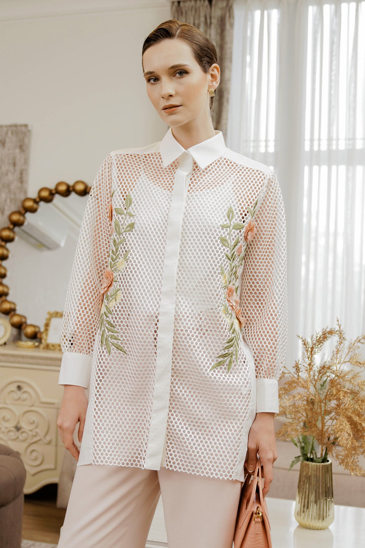 Adira Embroidery Shirt - White