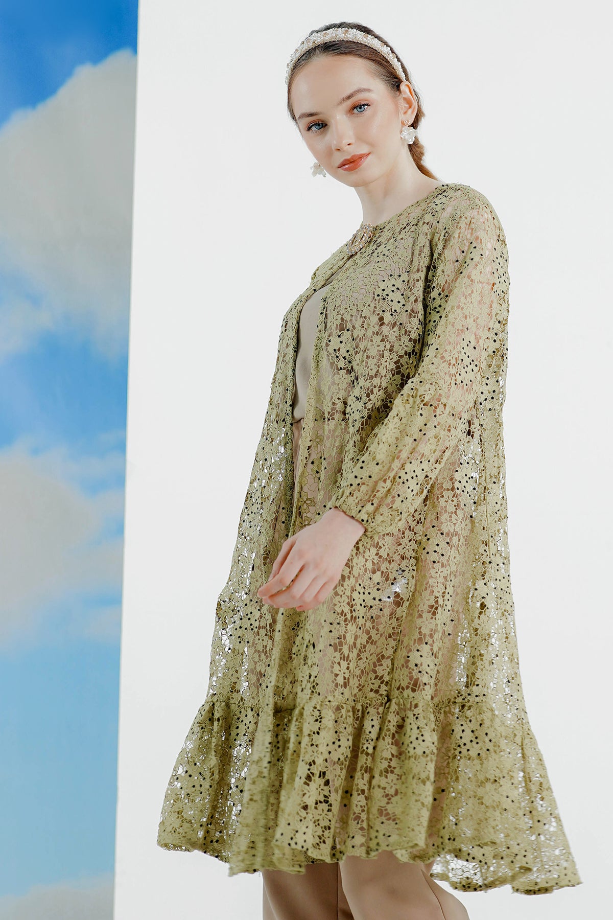 Ameera Lace Outer - Olive