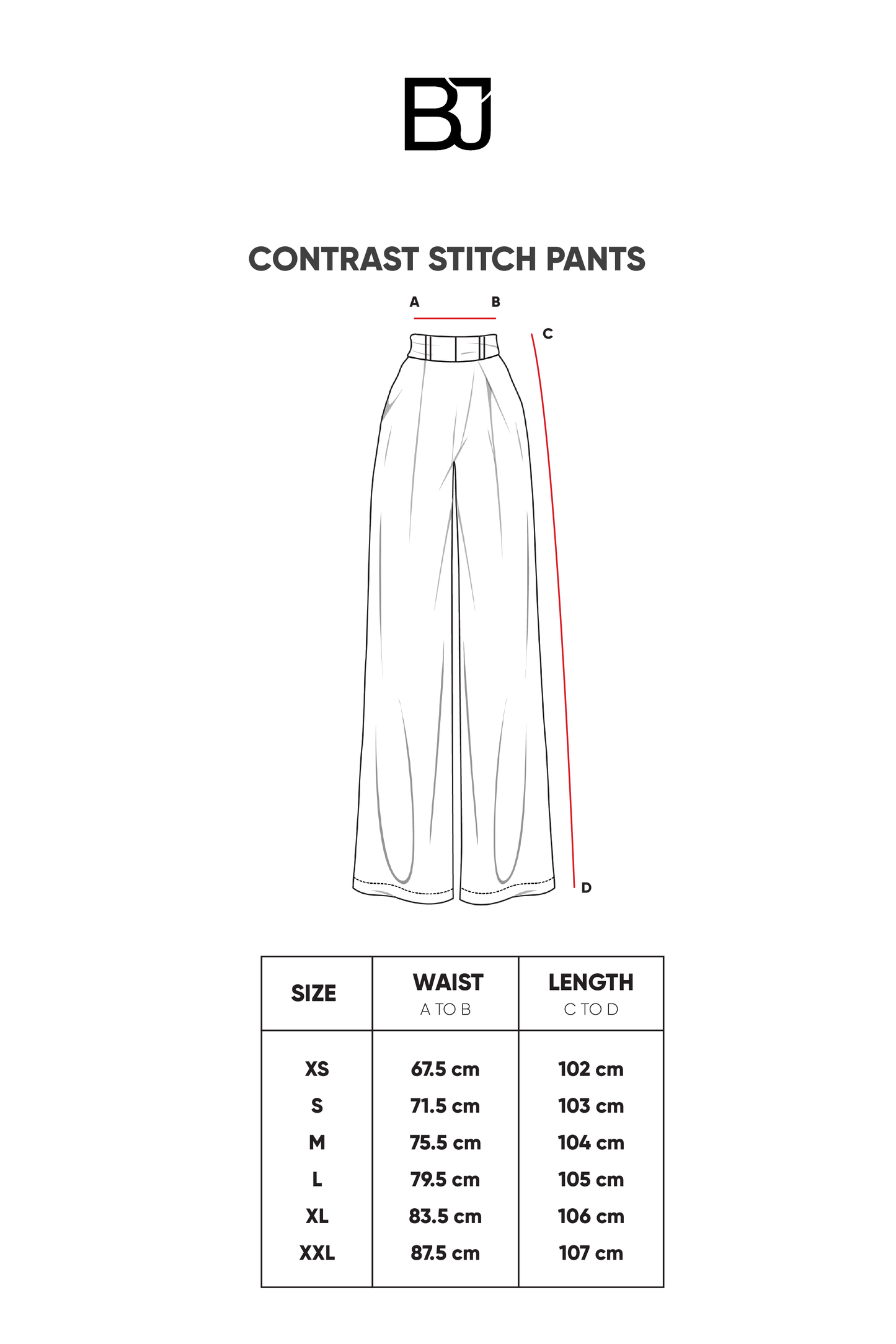 Contrast Stitch Pants - Black