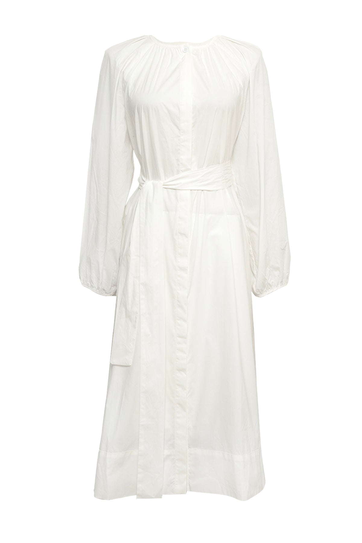 Poplin Midi Dress - Broken White – Buttonscarves