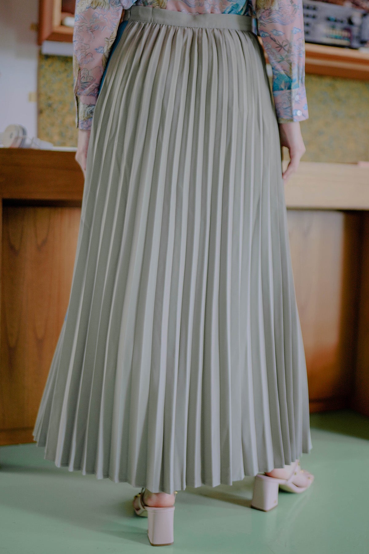 Kila Two Tone Pleated Skirt - Blue Gray