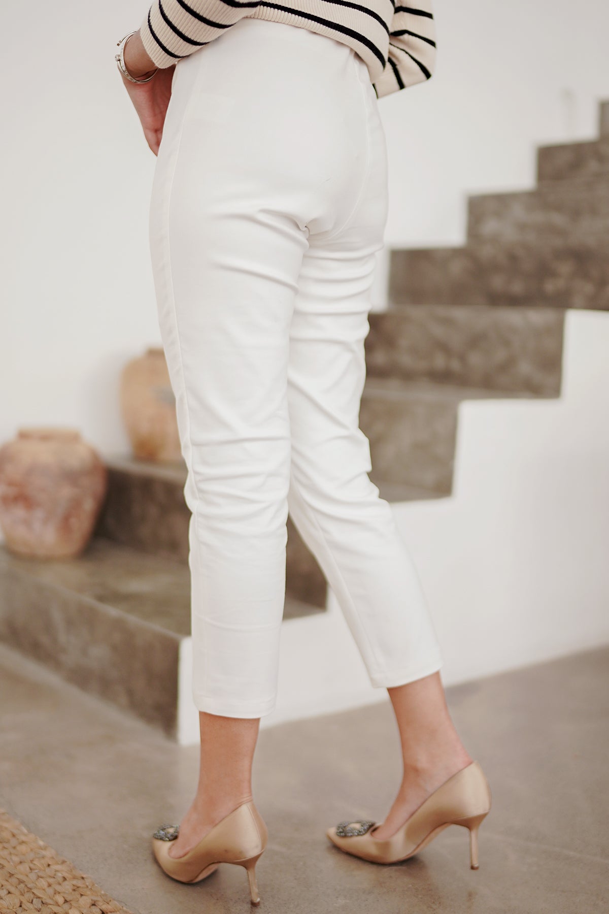 The Row Stretch Winter White Ankle Pants 30.5x27
