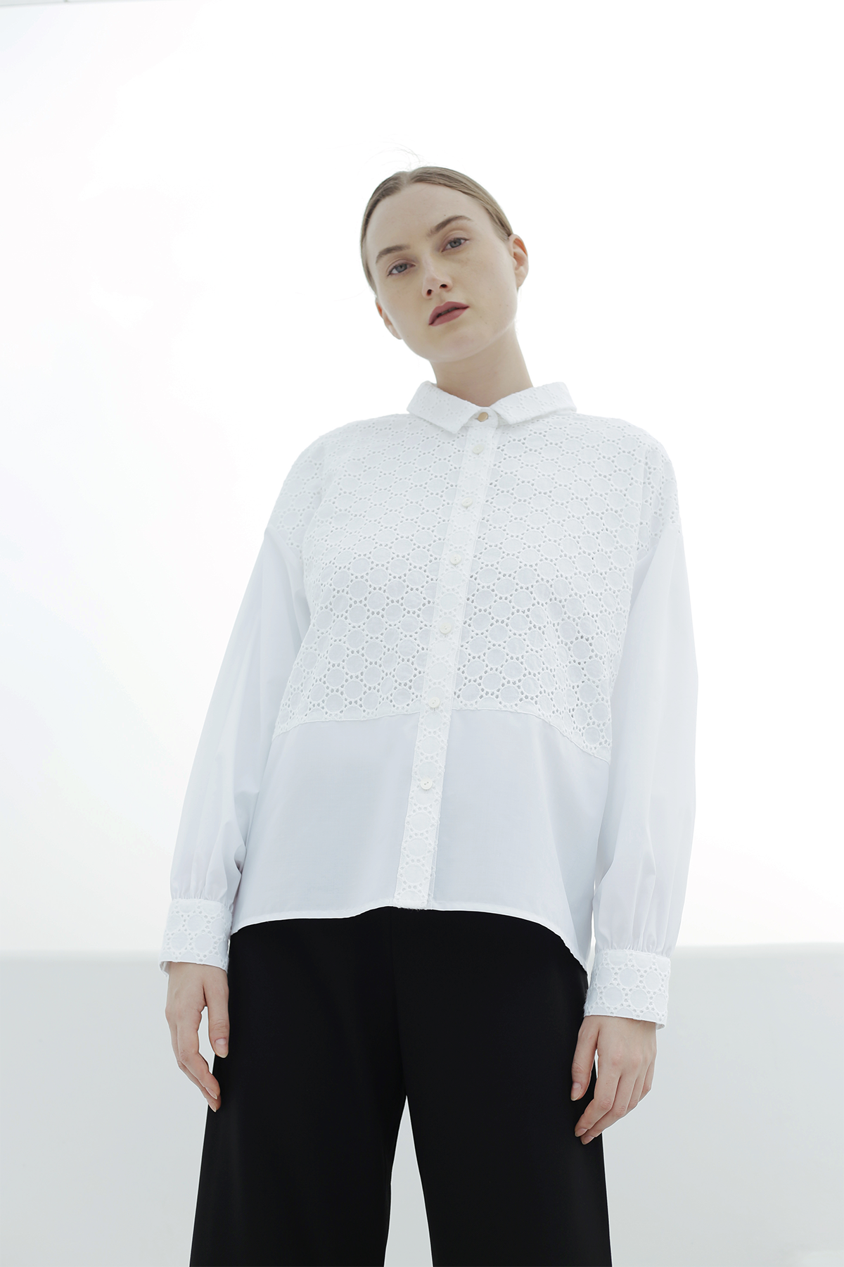 White Cotton Lace Shirt – Buttonscarves