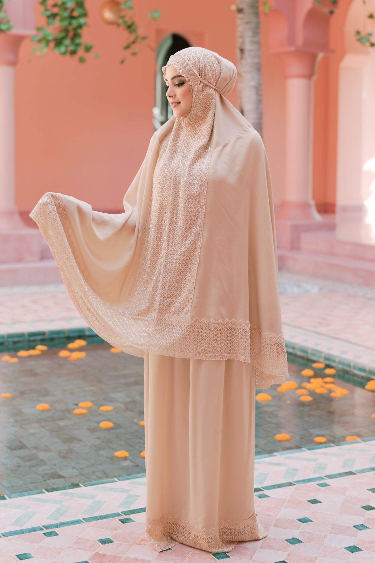 Signature Lace Prayer Robe - Khaki