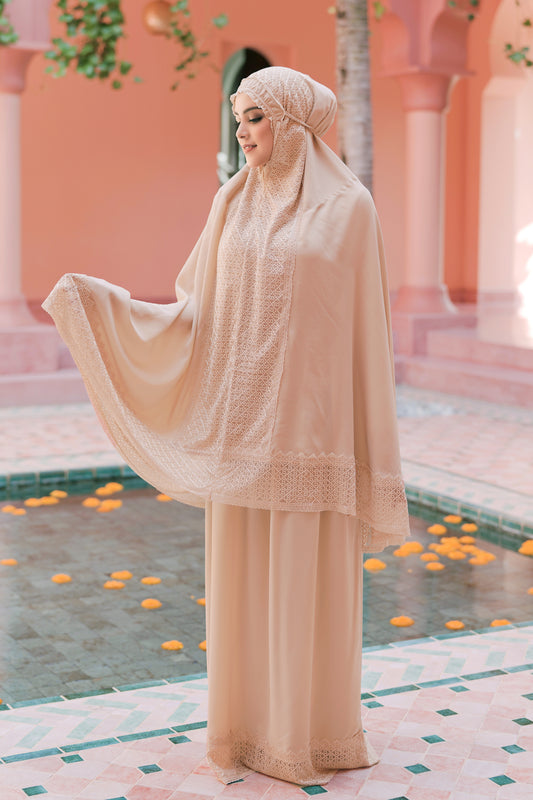 Signature Lace Prayer Robe - Khaki