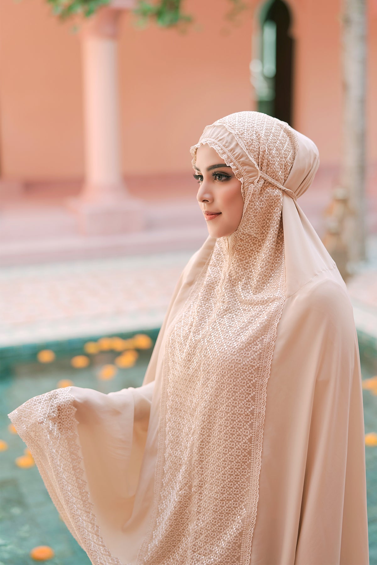 Signature Lace Prayer Robe - Khaki