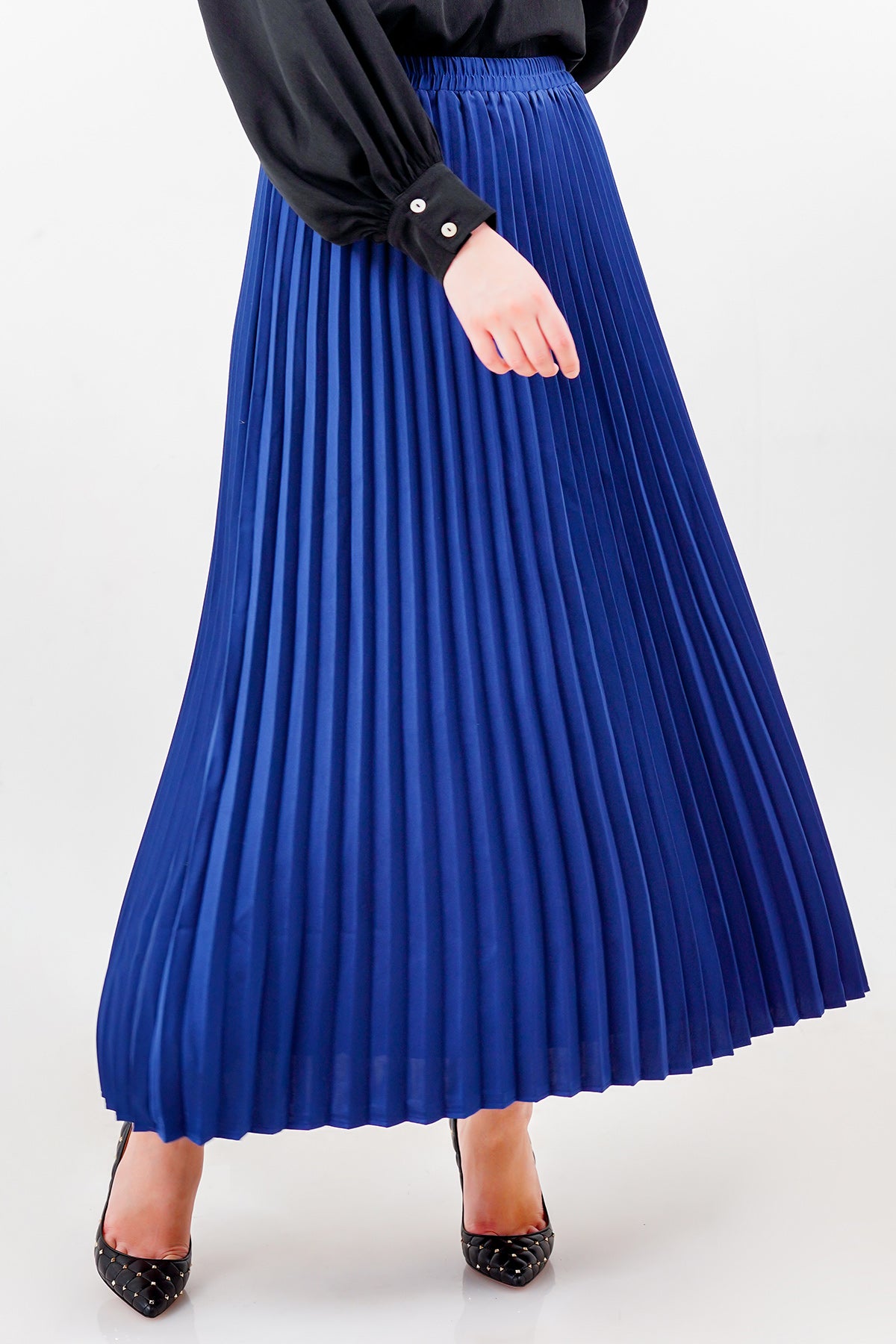 Satin Pleats Skirt - Royal Blue