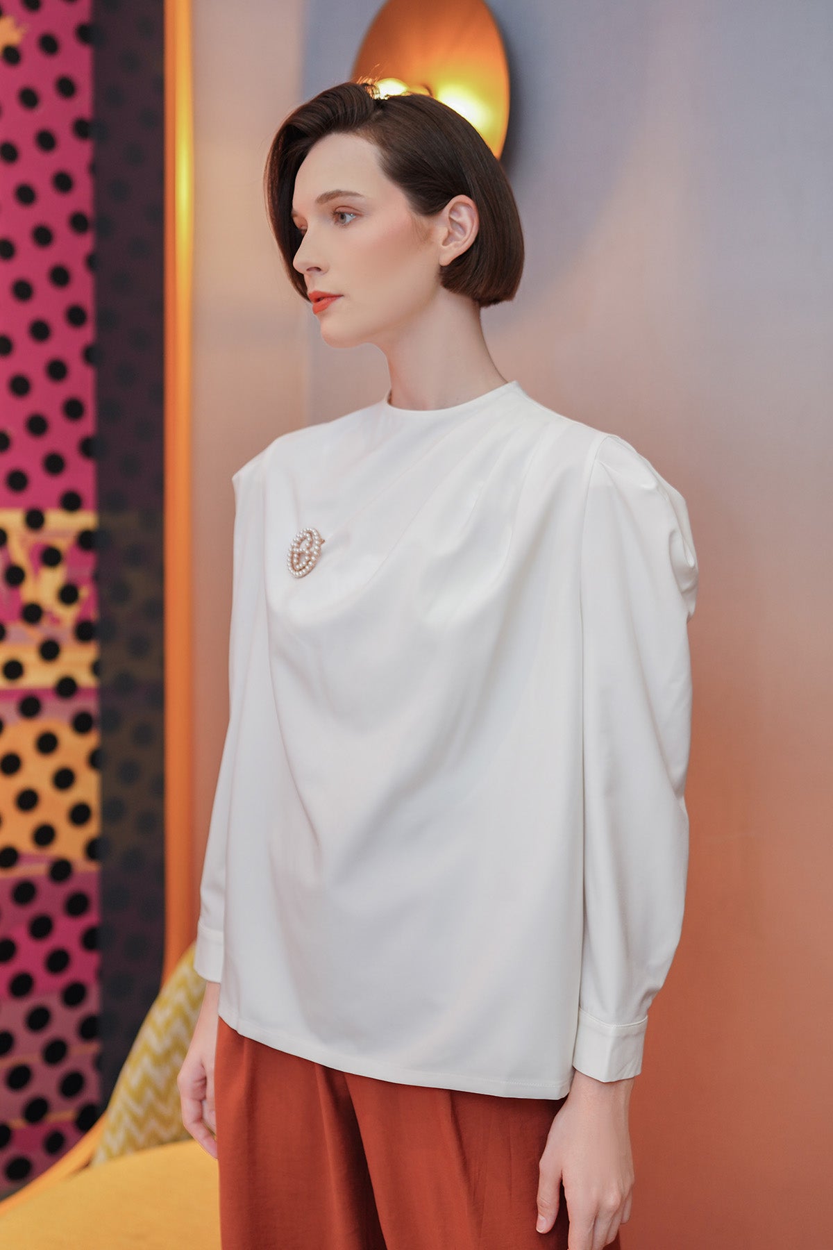 Mira Blouse - White – Buttonscarves