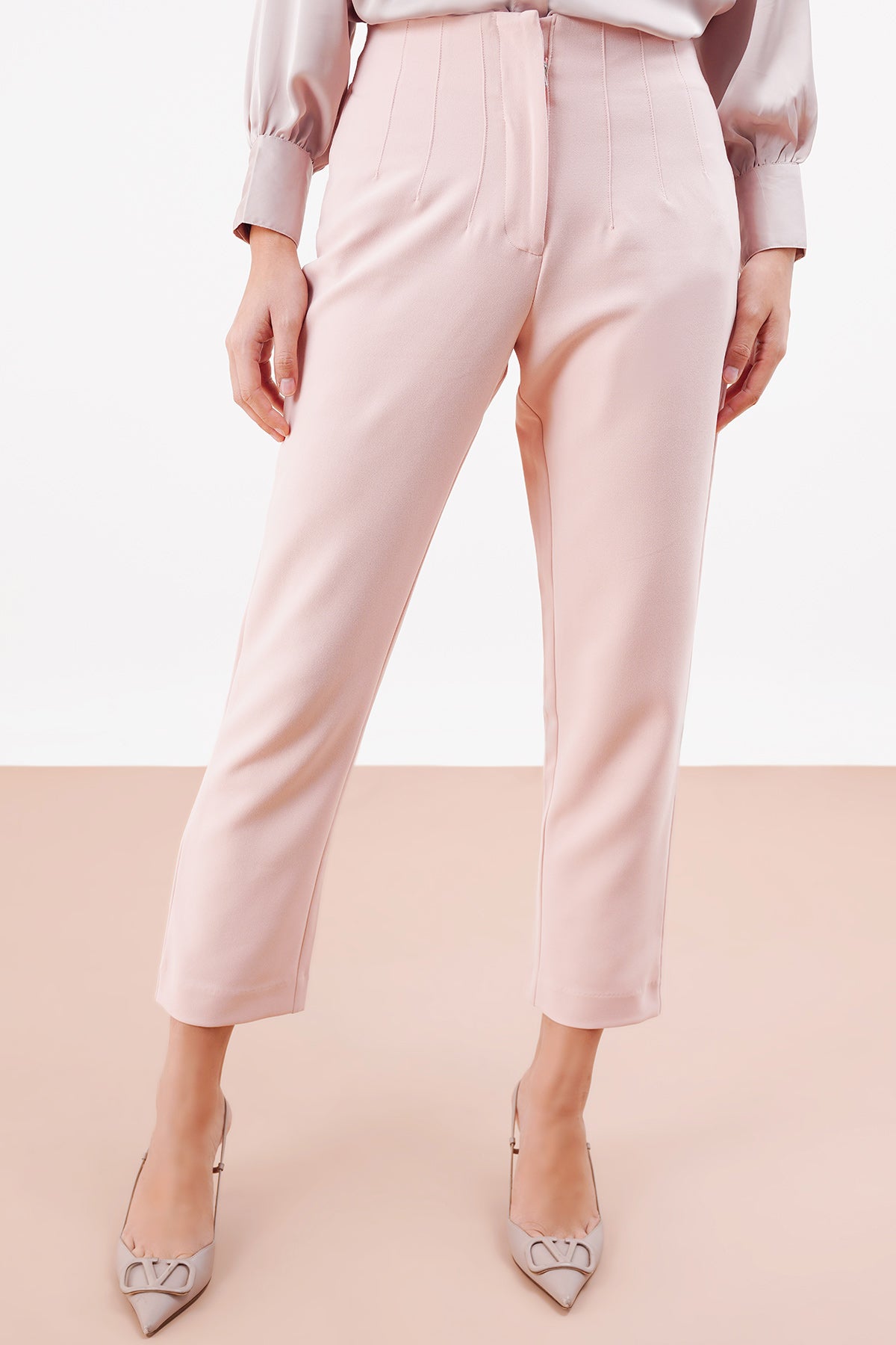 Basic HIgh Waisted Pants - Light Pink