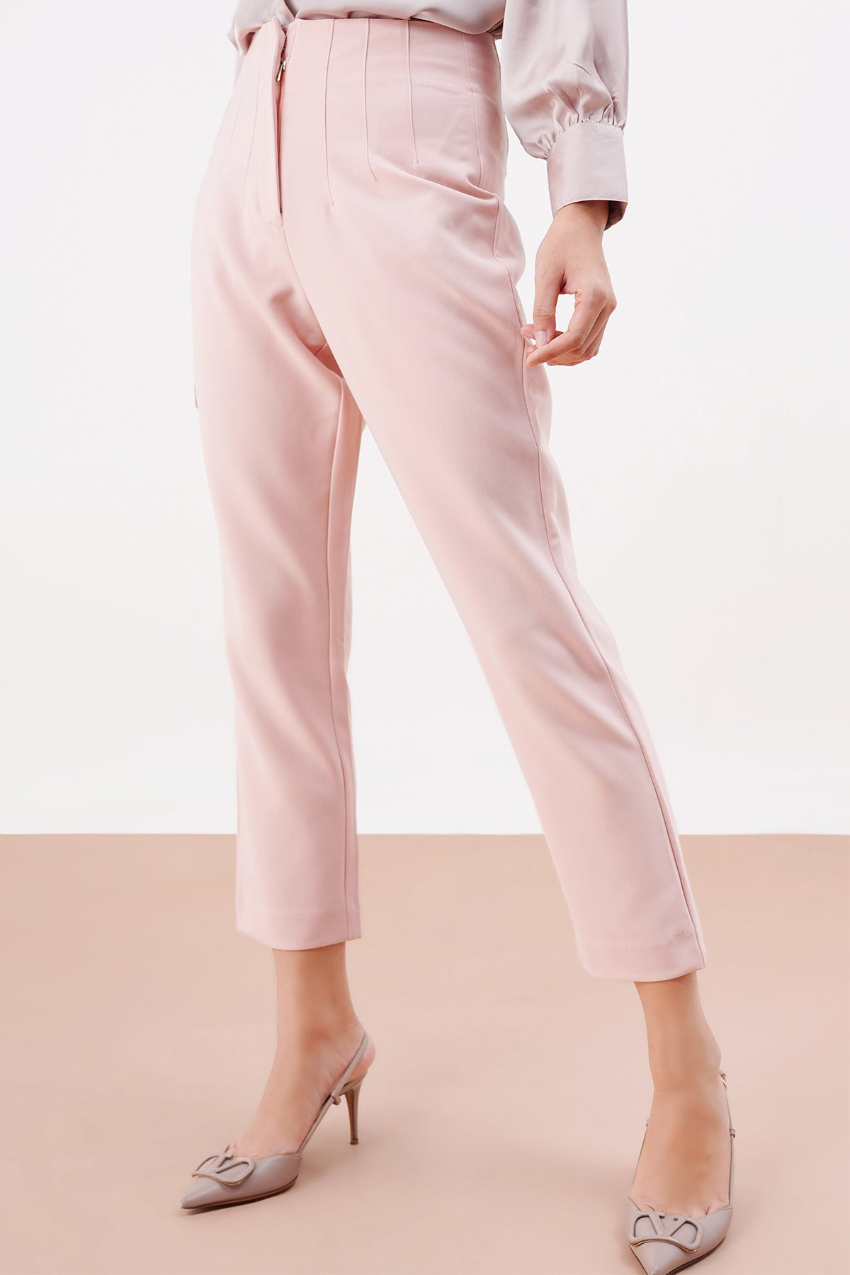 Basic HIgh Waisted Pants - Light Pink