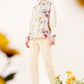 Romantic Garden Shirt with Mandarin Collar - Beige