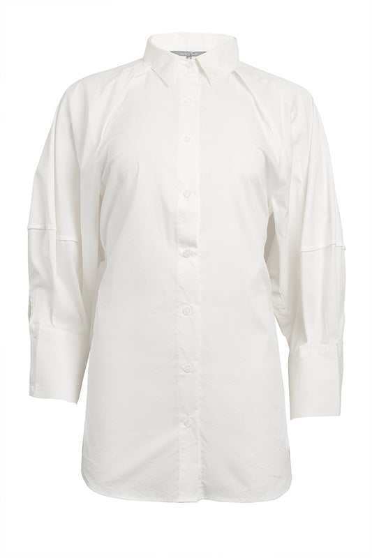 Cotton Shirt with Statement Sleeve - Broken White