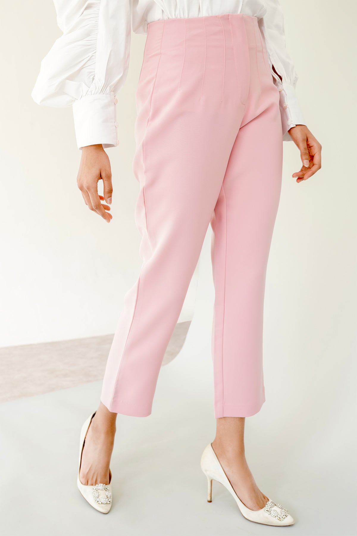 Basic HIgh Waisted Pants - Pink