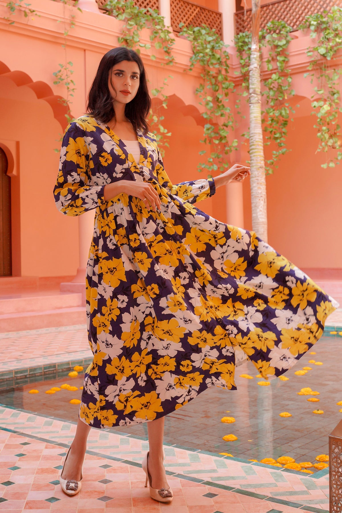 Amanda Dress - Yellow Floral