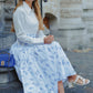 Into The Blue Smock Maxi Cotton Skirt - Blue Leaf