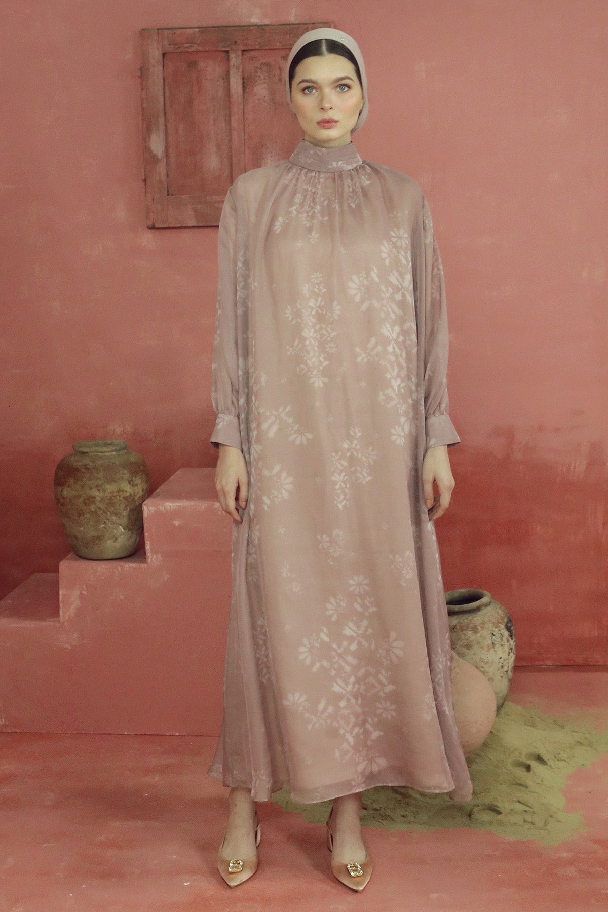 Khanum Sheer Maxi Dress - Dusty Pink