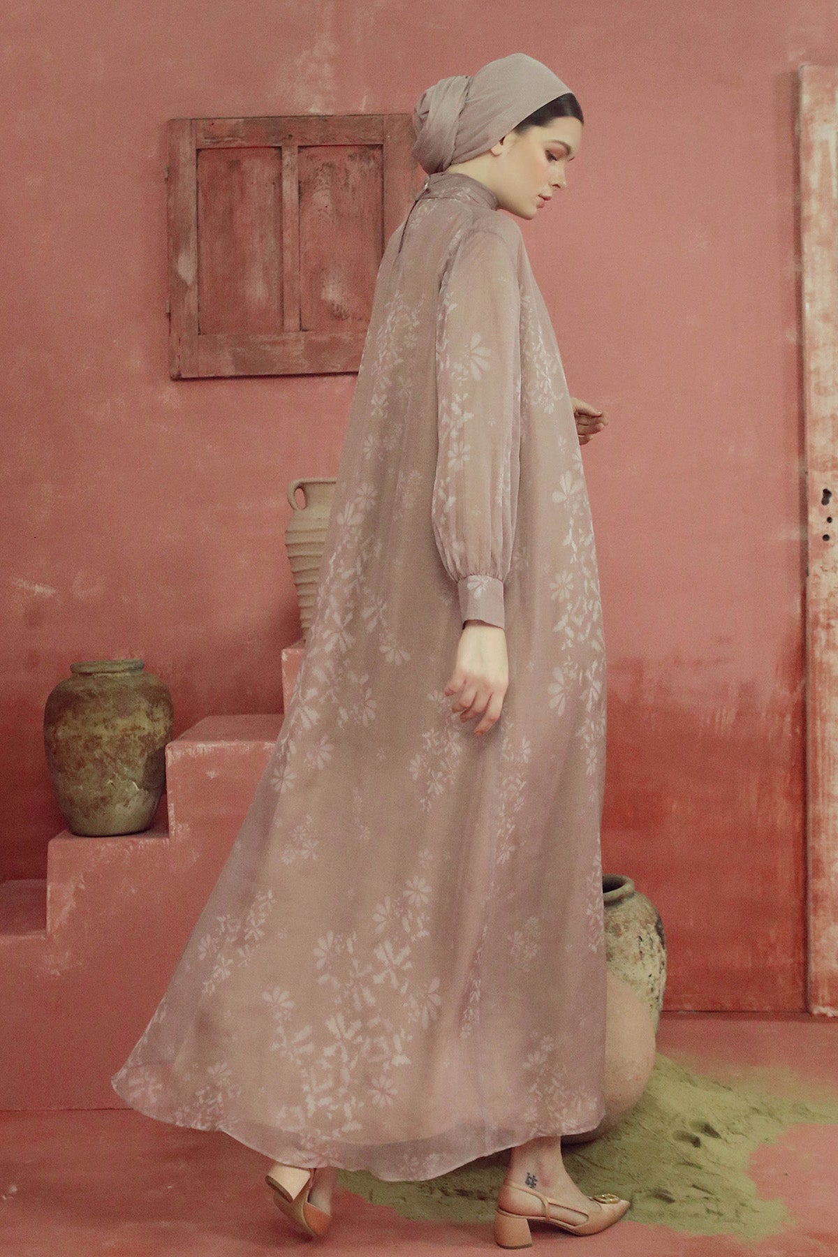 Khanum Sheer Maxi Dress - Dusty Pink