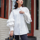White Oversized Shirt with Layer Puff
