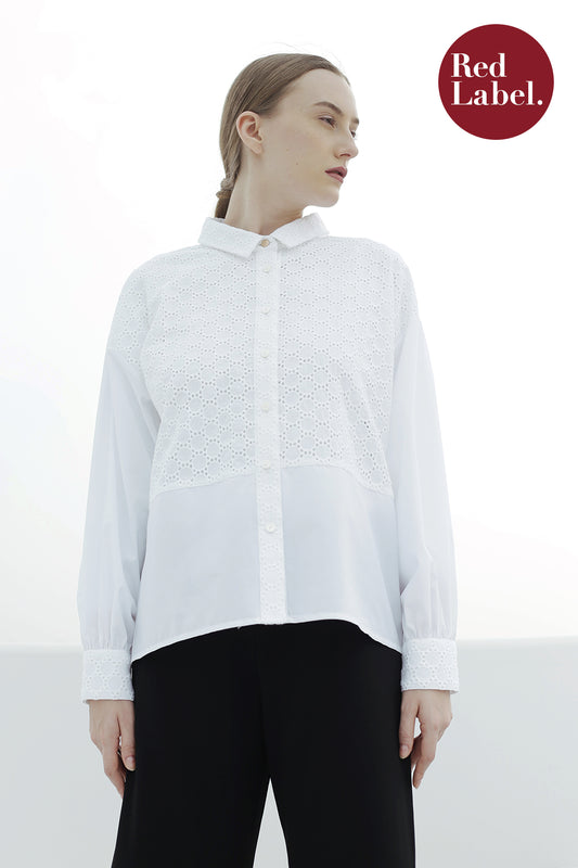 White Cotton Lace Shirt