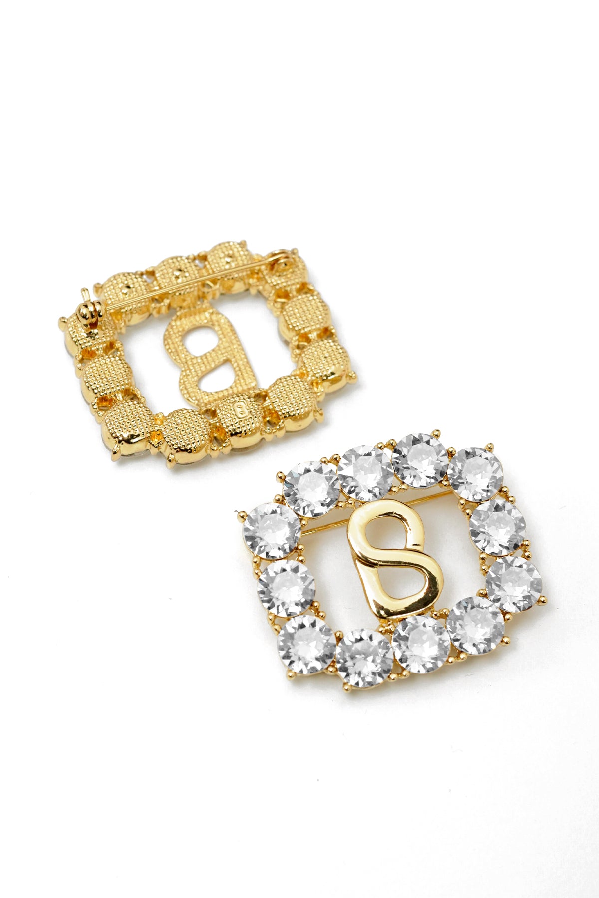 Signature Rectangle Crystal Brooch - Gold – Buttonscarves