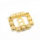 Signature Rectangle Crystal Brooch - Gold