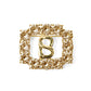 Signature Rectangle Crystal Brooch - Golden