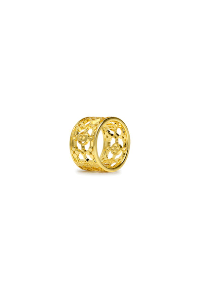 Buttonscarves Monogram Carved Ring Brooch - Gold, Fesyen Wanita, Aksesoris  di Carousell