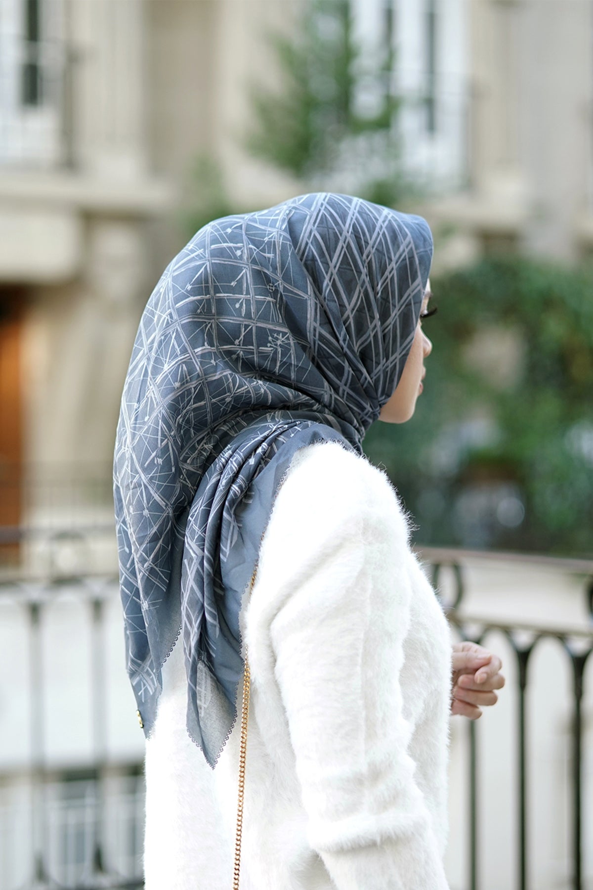 Louvre Serisi Voal Kare - Bleu