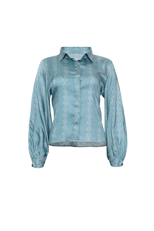 Khanum Crop Shirt - Misty Blue