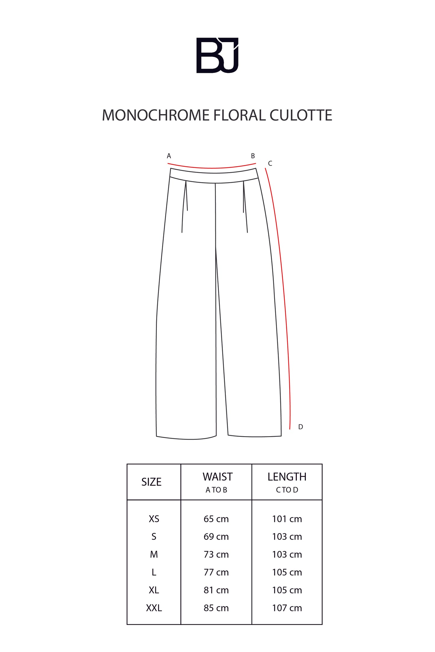 Monochrome Floral Culotte - White
