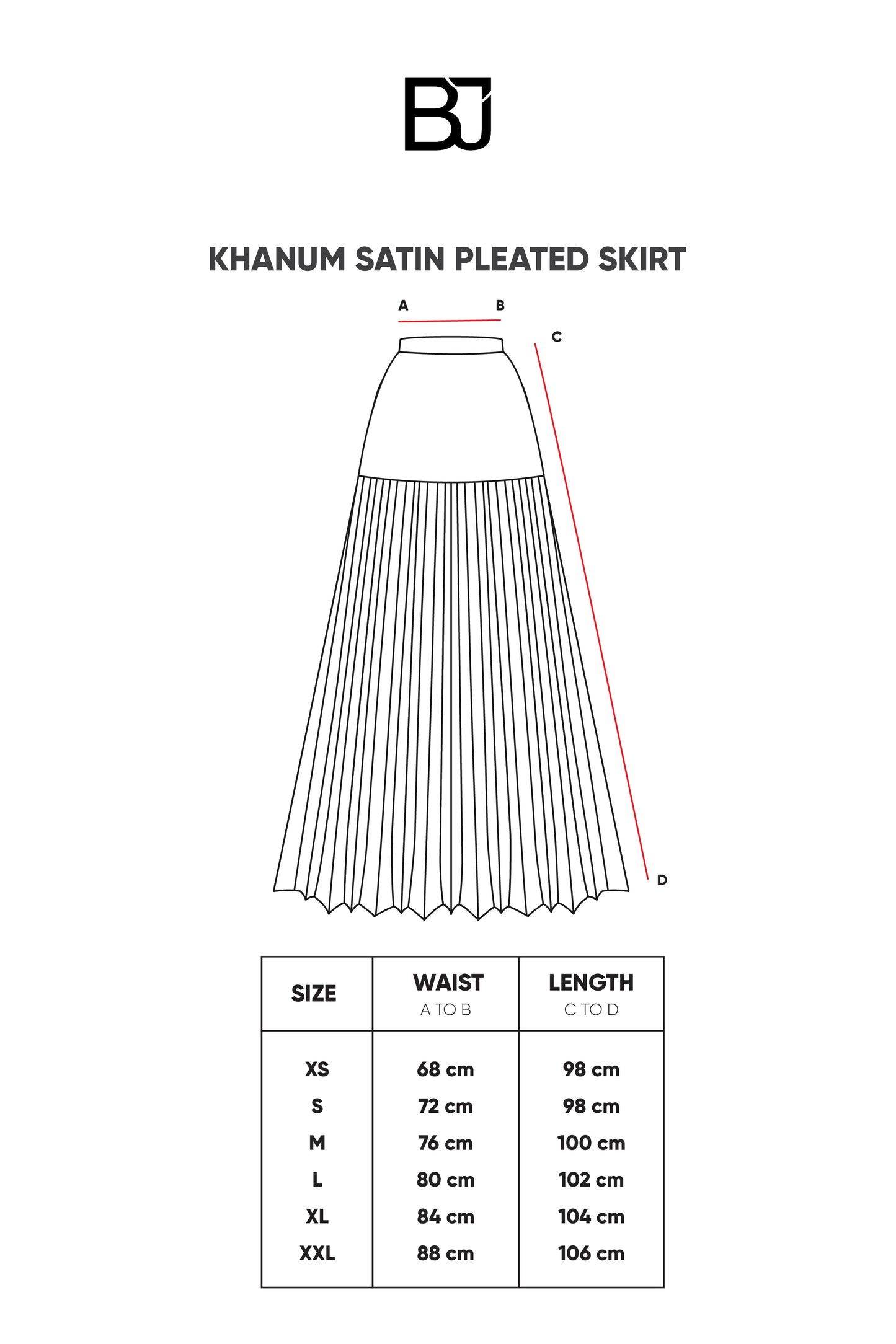 Khanum Satin Pleated Skirt - Cream